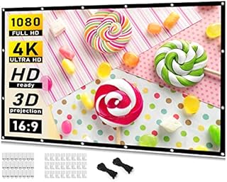 Projector Screen 120 inch, Taotique Movie Projector Screen 16:9 Foldable and Portable Anti-Crease Indoor Outdoor Projection Double Sided Video Projector Screen for Home, Party, Office, Classroom