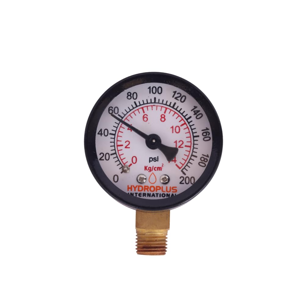 HYDROPLUS Pressure Gauge 63mm (2.5 Inch) Dial Size | 1/4 BSP Bottom Entry DM Pressure Meter | 21kg/cm² (300 PSI)-image-23