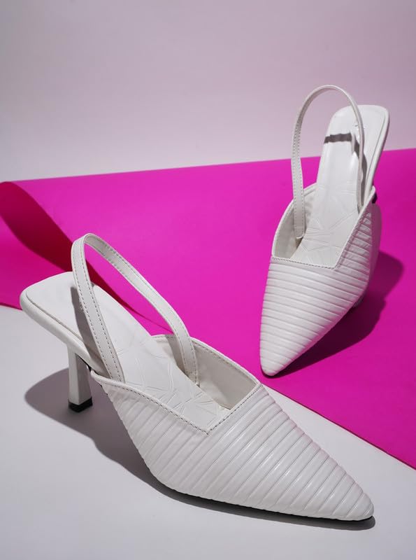 Image of The White Pole Women's Bellies Fashion Pointed Stiletto Heel Pump Shoes Mules for Office,Party and Formal Occasion