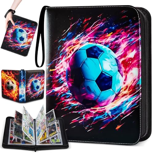 Álbum de Recortes de Fútbol,Libro de cromos de fútbol,Álbum de Fútbol Cartas,Álbums de Cartas de Fútbols,arpeta Fútbol Tarjetas,Tarjetero para Fútbo,50 Páginas con Capacidad para 400 Cromos(C)