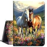 Case for Galaxy Tab A 8.0 2017 Model SM-T380,Slim Soft Shockproof TPU Silicone Protective Back Shell Case for Samsung Galaxy Tab A 8.0 Inch 2017 Release (SM-T380/SM-T385),Flowers and Horse