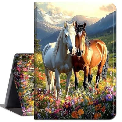 Case for Galaxy Tab A 8.0 2017 Model SM-T380,Slim Soft Shockproof TPU Silicone Protective Back Shell Case for Samsung Galaxy Tab A 8.0 Inch 2017 Release (SM-T380/SM-T385),Flowers and Horse