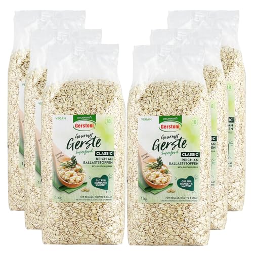 Gerstoni Gourmet Gerste Classic (6 x 1kg) – mild-nussige Reisalternative – ballaststoffreiches Superfood mit 5% pflanzlichem Beta-Glucan – nachhaltig & regional – fertig in nur 15–18 Minuten.