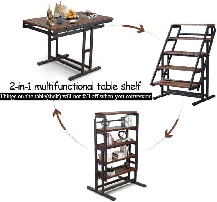 DISHENGZHEN Convertible 2 in 1 Shelf to Table,Bookshelf Desk