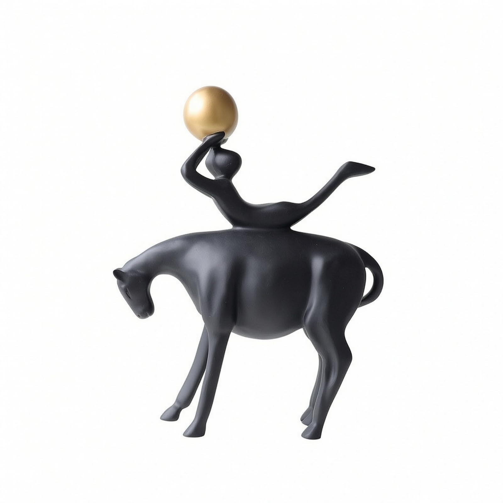 F Fityle Escultura Abstracto Artístico | Acabado Negro Opaco, Diseño Morno Minimalista, Escultura Conceptual, para Oficina, Bola Dorada