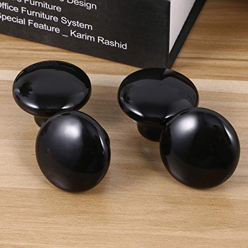 Vosarea 4 puxadores de cerâmica pretos redondos puxadores para armários e móveis (38 mm)