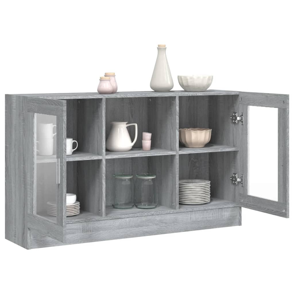 vidaXL Armoire à Vitrine Buffet Organisateur de Maison Meuble de Rangement Salle de Séjour Intérieur Sonoma Gris 120x30,5x70 cm Bois d'Ingénierie