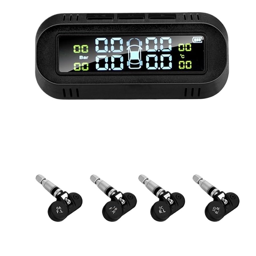 Tpms Sensore di pressione dei pneumatici solare for auto a 4 ruote Sistemi for auto intelligenti Sistema di monitoraggio Allarme di sicurezza Display della pressione dei pneumatici Pressione Pneumatic