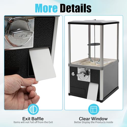 PSUFURV Gumball Machine 21 Inch Height PS Bouncy Balls Dispenser with Clear Design Hold 180 Capsule Toys Home/Commercial Candy Vending Machine for Game Stores,Retail Stores,Gumball Bank - Thumbnail 5
