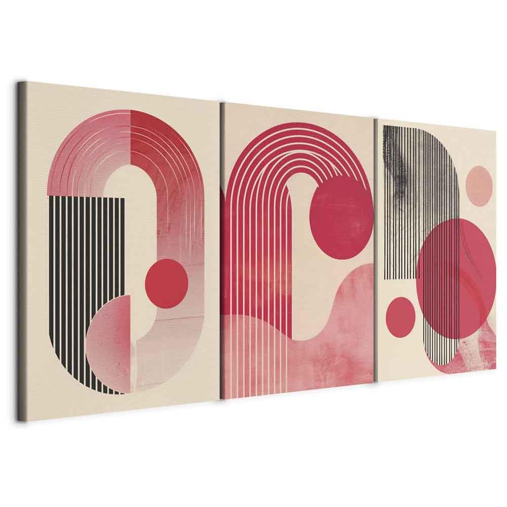 murando - Art Set of 3 Canvases Wall Art Pink and Grey 120x60 cm (3 pcs. 40x60 cm each) Acoustic Wall Multi Part Canvas - 3 Piece - Room Decor Print Living Room - Soundproof a-H-10121-b-a