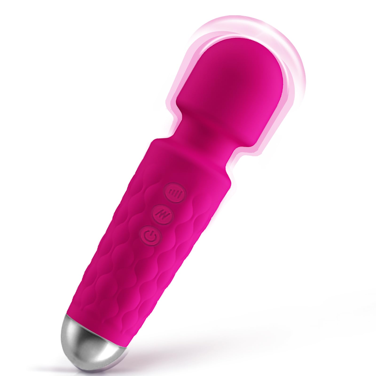 LUMIO Handdhed Relaxation Mini Massager Rechargeable - 9 Speeds 19 Modes - Portable Small Massager to Relax Back - Foot - Arm Muscle, Rose Red