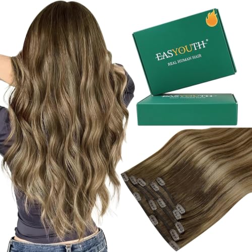 Image of Easyouth Clip in Extensions Real Human Hair Balayage, Invisible