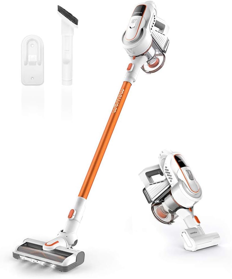 Cordless Vacuum Cleaner, Womow W9 Stick Vacuum Cleaner, 16000pa Powerful Suction, 300W Brushless Motor, Lightweight 2 in 1 Handheld Vacuum with HEPA Filter LED Power Brush for Pet Hair
