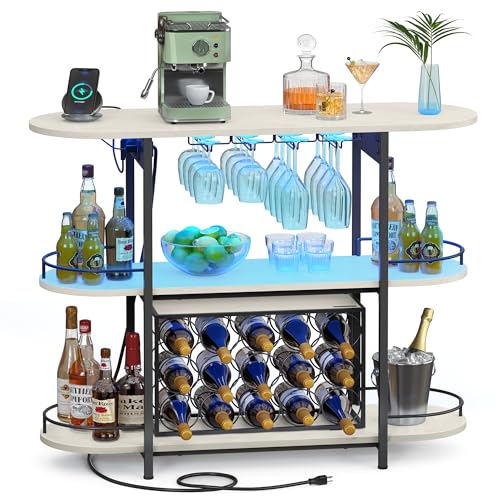VASAGLE Bar Cabinet with LED Lights