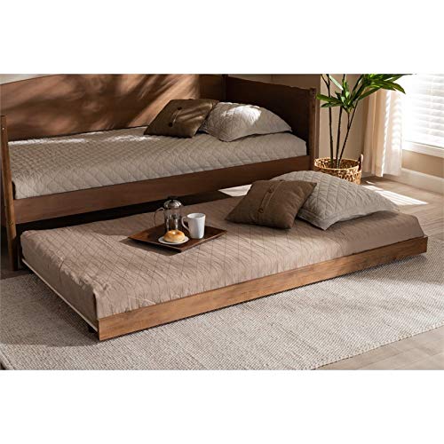 Baxton Studio Veles Modern And Contemporary Ash Walnut Finished Twin Size Trundle Bed #TOP1