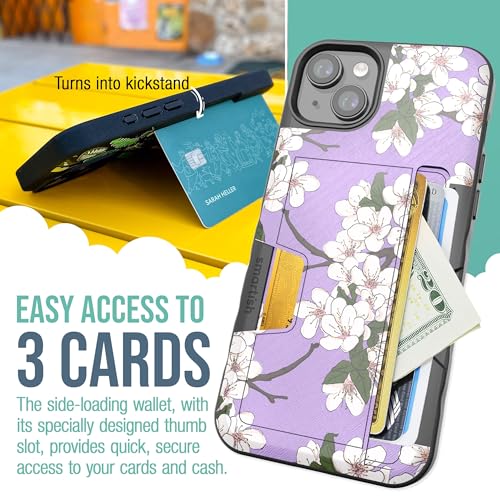 Image of Smartish iPhone 15 Plus Wallet Case - Wallet Slayer Vol. 2 [Slim + Protective] Credit Card Holder w /Kickstand - Drop Tested Hidden Card Slot Compatible w /Apple iPhone 15 Plus - Very Cherry Blossom