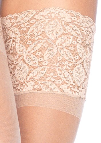 Image of Leg Avenue Women's Spandex Sheer Thigh Highs with Silicone Stay-Up Lace Top