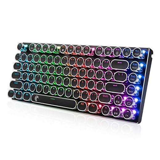 Retro RGB Mechanical Keyboard, E-Element Z-88 Vintage Typewriter-Style with Blue Switch, LED Backlit, Compact 81 Keys Anti-Ghosting for PC&Mac (Blue Switch, Black)
