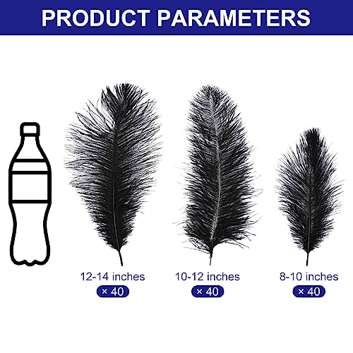 PATIKIL 120 Pcs Natural Black/White Ostrich Feathers for Wedding Party Centerpieces Flower Arrangement and Home Decoration (Black) - Image 2