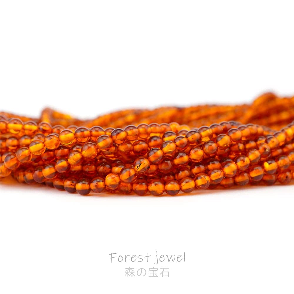Amazon.co.jp: パワーストーン アンバー 琥珀 4mm ビーズ ラウンド 連