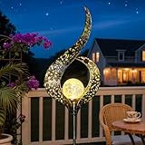 Homeimpro Outdoor Solar Lights Garden Crackle Glass Globe Stake Lights,Waterproof LED Lights for Garden,Lawn,Patio or Courtyard