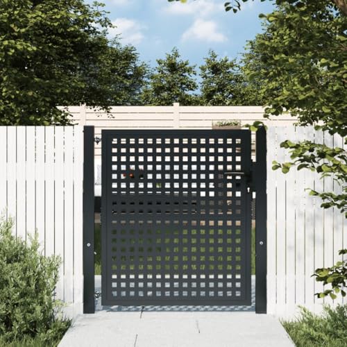 ShGaxin Puerta de jardín Acero Gris Antracita 105x150 cm, Puertas para Jardin, Puertas De Exterior, Valla Jardín, Rejas para Puertas De Entrada - 154560