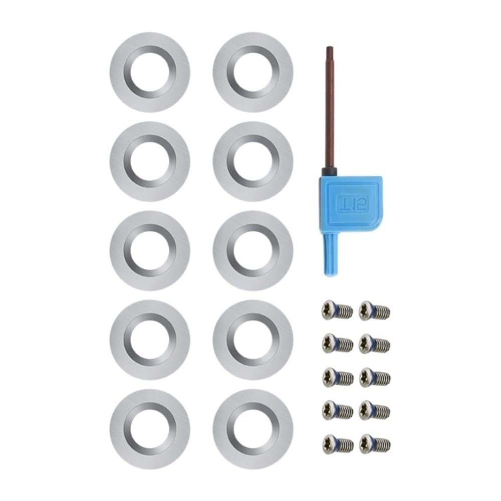 21pcs/Set Carbide Insert Round 30 Degrees, Sharpened Blade Replacement Cutters for Woodturning Lathe Tools(8.9 * 1.85mm)