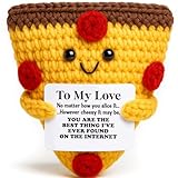 Mini Happy Anniversary Birthday Gifts for Him Her Couple To My Love Handmade Crochet Pizza for Boyfriend Girlfriend Online Dating LDR Romantic Wedding Anniversary I Love You Gift for Women Men Husband Wife