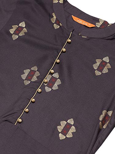 Image of INDO ERA Women's Viscose Rayon Floral Straight Kurta(IE26KT5GY1691)