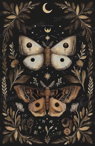 Dorwendis Diamond Painting Kits for Adults Vintage Gothic Butterfly 5D Full Round Drill Diamond Art Kits Butterfly DIY Diamond Painting Gem Art and Crafts 12x16inch
