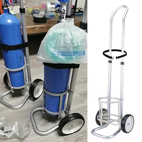 Carro cilíndrico con cadena de seguridad, altura ajustable para uso doméstico, transporte ligero de botellas de oxígeno