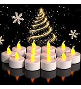Abrief Candele senza fiamma, confezione da 12 candele votive a LED tremolanti con luce gialla calda senza profumo, per matrimoni, feste, Halloween, Natale