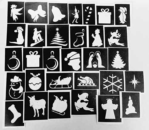 100 pochoirs de Noël pour garçons filles Paillettes tatouages aérographe tatouages gâteaux Renne Cadeau de Père Noël sapin de Noël Nœud Black Friday vente