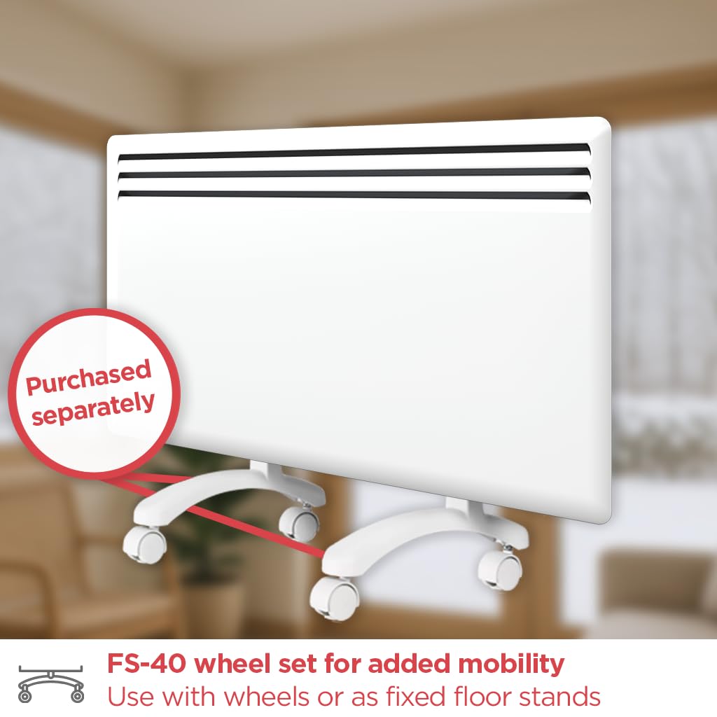 Elektrischer Konvektor Heizkörper Nobø NFK4N - 1000W, Weiß, Smart-Thermostat mit Timer (NCU-2Te), Wandmontage, Energiesparende Elektroheizung, IP24 spritzwassergeschützt, Frostschutz, Wochenprogramme