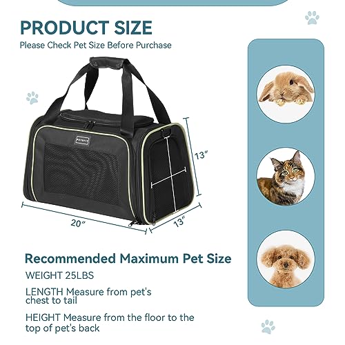Image of PETSFIT Large Cat Carrier, Dog Carrier up to 25Lbs, Pet Privacy Protection Travel Pet Carrier for Medium and Large Cats, Small Dogs, Puppies (Large, Black)