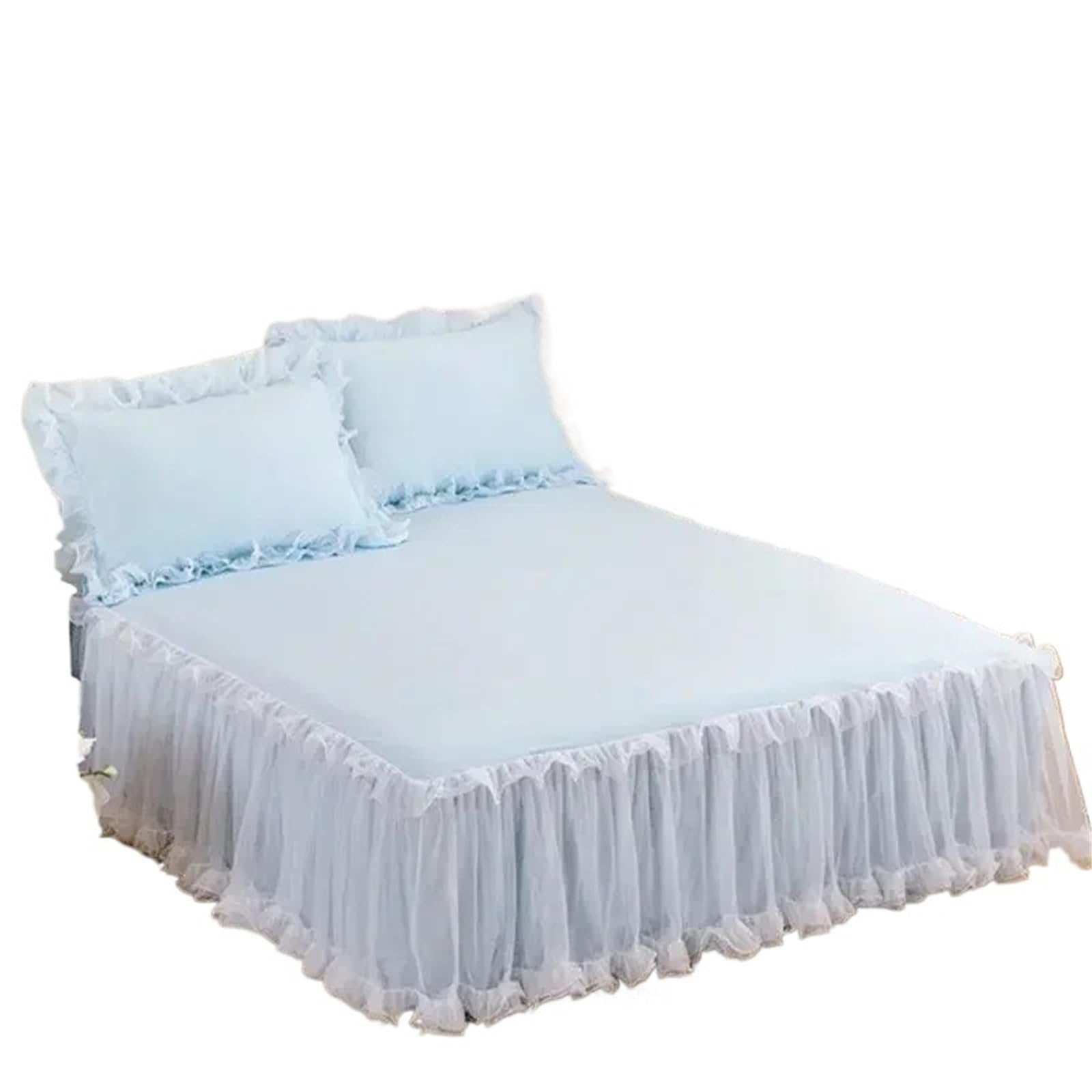 Bed Skirt 3 Pink Lace Bed Skirts Ruffle Edge Mesh Protective Bedspread Thickened Anti Slip And Dustproof Sheets And Pillowcases(Color 05,180x220cm 3pcs)