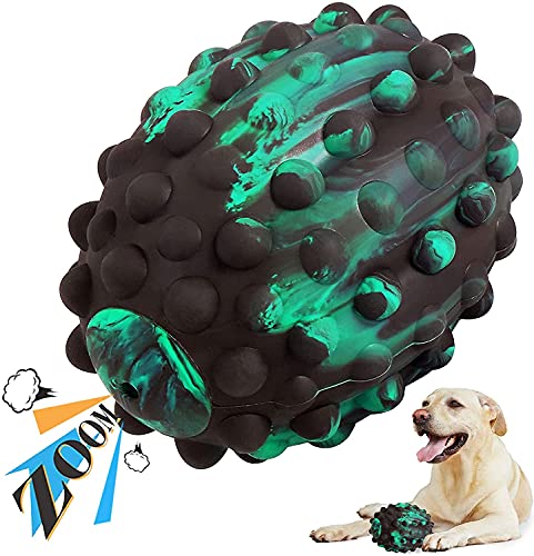 V-HANVER Hundespielzeug Unzerstörbar, Ungiftiges Naturkautschuk Quietschendes Hunde Spielzeug, Robustes Welpenzahnbürstenspielzeug für Hunde - Spaß beim Kauen, Jagen und Holen (Milchgeschmack) Cover