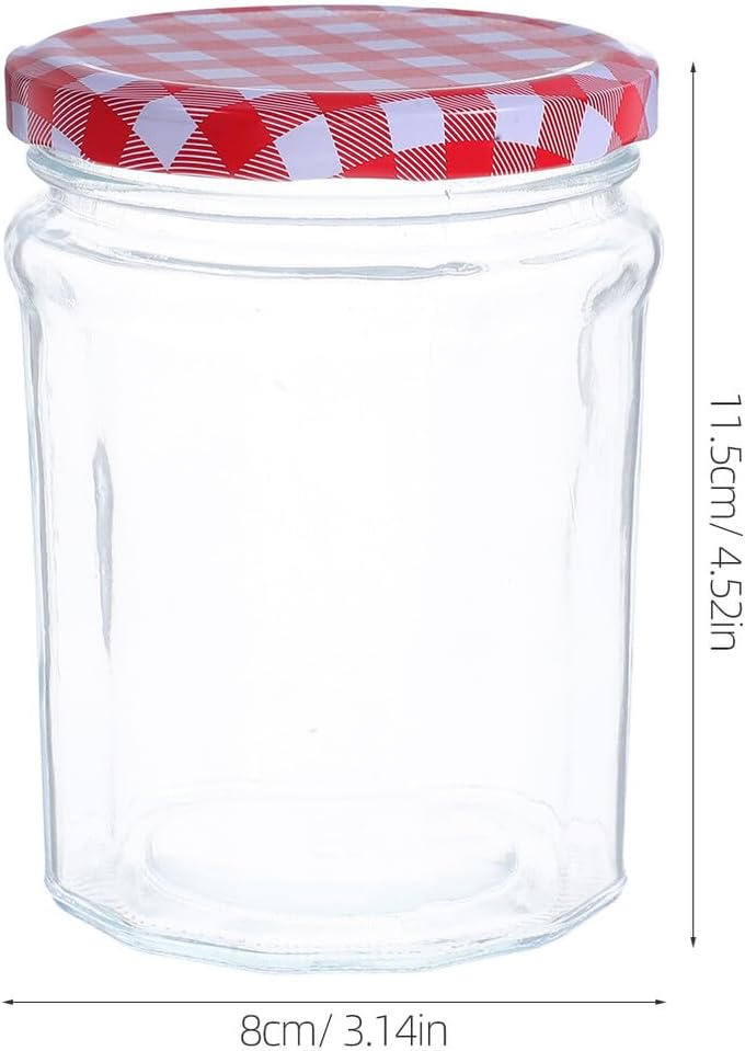 SAFIGLE Glass Jars with Lids for Food Storage, 380ml Hexagon Canning Jars, Airtight Glass Containers for Jam, Honey, Jelly, Kitchen Storage 6pcs