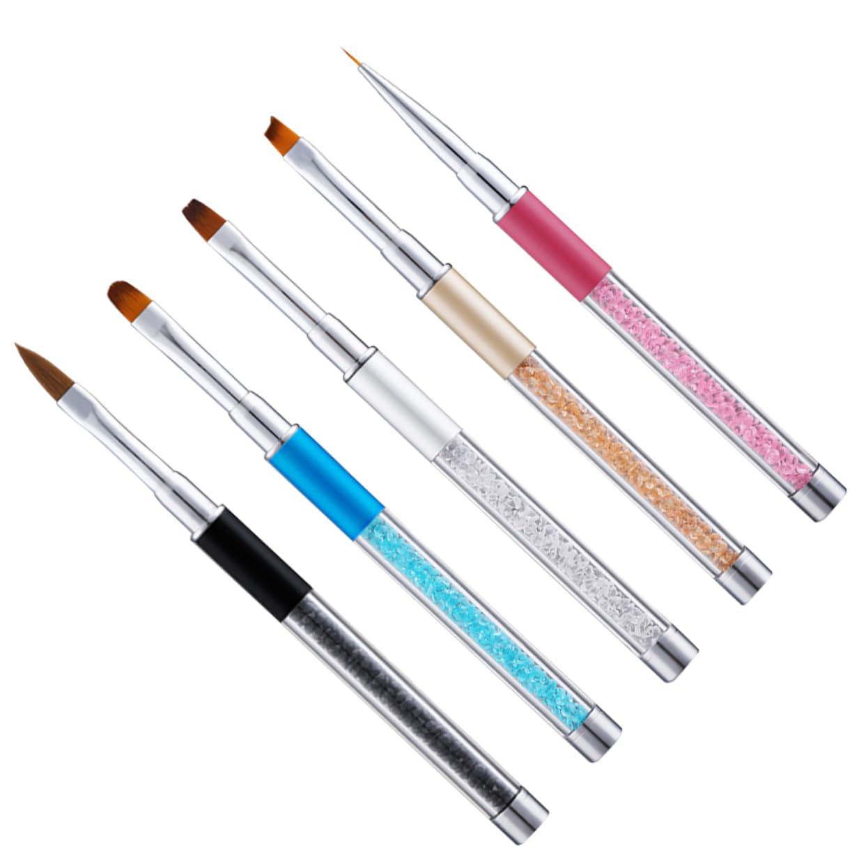 Healeved 10pezzi Pennelli Per Manicure Acrilico Con Manico Rhinestone Kit Di Strumenti Per Nail Art Per Uso Professionale e Domestico