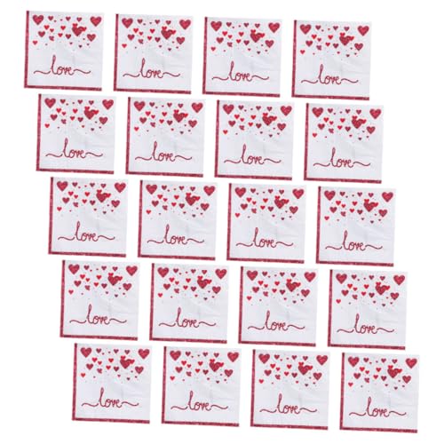 SEWACC 1セット プリントナプキン ジューシーな植木鉢 ハート型のナプキン ベビールームの装飾 毛糸玉飾り パーティー 装飾 幸せな記念日の ホリデー紙 論文 白い 40個