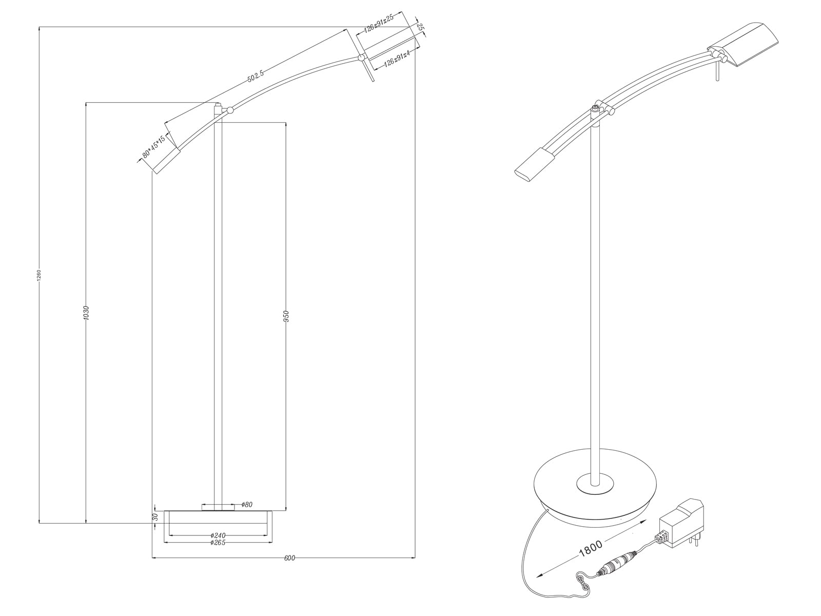 Trio Leuchten LED Stehleuchte Verdona 420810107, Metall Nickel matt, inkl. 12 Watt LED, Dimmer, 70 x 27 x 130 cm