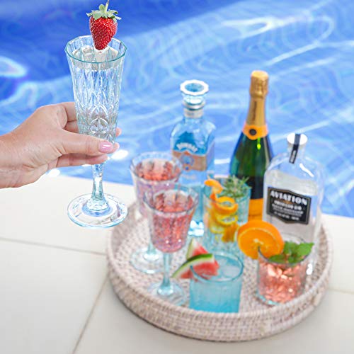 Bellaforte Shatterproof Tritan Champagne Flute, Set Of 4, 6Oz - Myrtle Beach Plastic Champagne Glasses - Unbreakable Toasting Flutes For Home Parties & Weddings - Bpa Free - Dishwasher Safe - Teal #TOP5