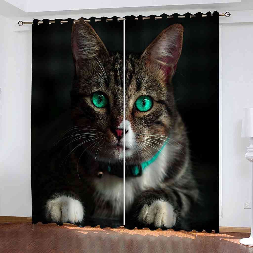 Rideau occultant chat 3D isolant thermique et phonique pour salon