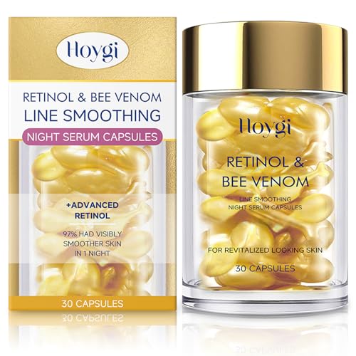 2 Botellas Cápsulas de Sérum de Retinol, con Veneno de Abeja, Retinol Correxion Suavizado de Líneas Suero de Noche, Antiarrugas y Envejecimiento, Monodosis, Aplicar 1 cada Noche 60 Cápsulas