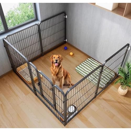 「NexPon」 ペットサークル 犬 ペットフェンス サークルケージ ドア付き 室内 屋外 置くだけ 柵 自立 ケージ 小型犬 セットドア付 6枚 接続式 簡単組み立て 工具不要 折りたたみ 犬用 広げる レイアウト自由