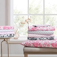 Betsey Johnson - Twin Sheet Set with Fitted Sheet & Pillowcase, Fade & Wrinkle-Free Bedding, Deep Pocket, Dorm Room Essentials, Betsey's Toile Pink — image 7