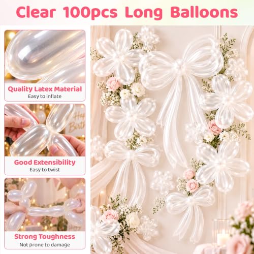 GRENTOOL 10 Clear Spring Clamps + 100 260 Balloons, Balloon Arch Clips Kit - image 4