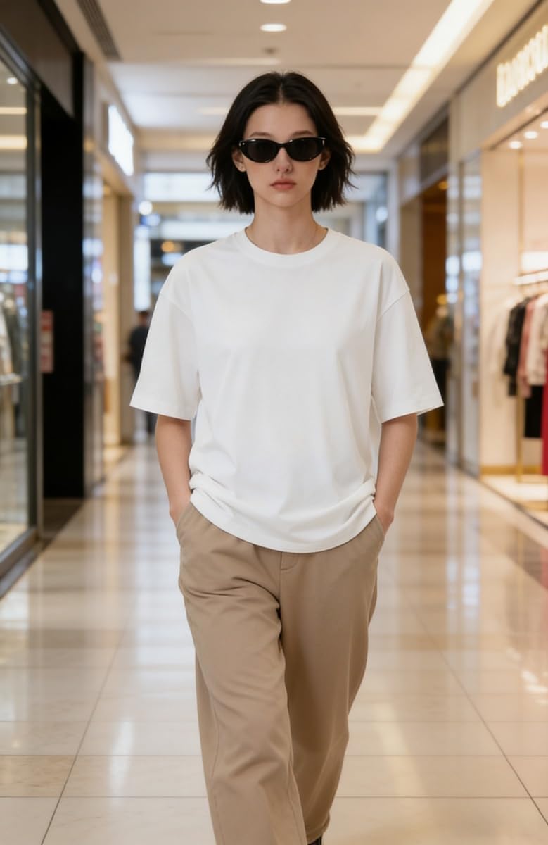 Confezione da 4 magliette oversize da uomo a girocollo a maniche corte, magliette basic casual streetwear