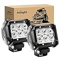 Nilight 2PCS 18W 1260lm Spot Driving Fog Light Off Road Led Lights Bar Mounting Bracket for SUV Boat 4" Jeep Lamp,2 years Warranty
