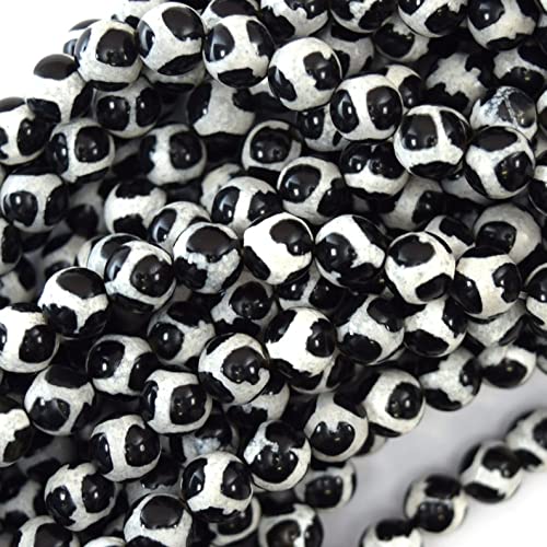 Perles agate blanche tachetée noire pour créer vos propres bracelets bohèmes chic